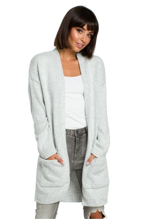 Sweter Damski Model BK001 Grey Melange - BE Knit - uniwersalny Sweter Damski Model BK001 Grey Melange - BE Knit - uniwersalny