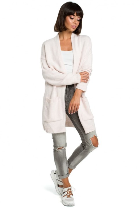 Sweter Damski Model BK001 Powder Pink Melange - BE Knit - uniwersalny Sweter Damski Model BK001 Powder Pink Melange - BE Knit - uniwersalny