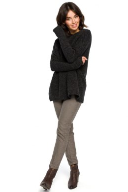 Sweter Damski Model BK009 Antracyt - BE Knit - uniwersalny