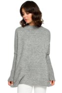 Sweter Damski Model BK009 Grey - BE Knit - uniwersalny Sweter Damski Model BK009 Grey - BE Knit - uniwersalny