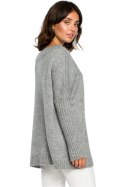 Sweter Damski Model BK009 Grey - BE Knit - uniwersalny Sweter Damski Model BK009 Grey - BE Knit - uniwersalny