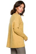 Sweter Damski Model BK009 Musztard - BE Knit - uniwersalny Sweter Damski Model BK009 Musztard - BE Knit - uniwersalny