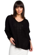 Sweter Damski Model BK018 Black - BE Knit - uniwersalny Sweter Damski Model BK018 Black - BE Knit - uniwersalny