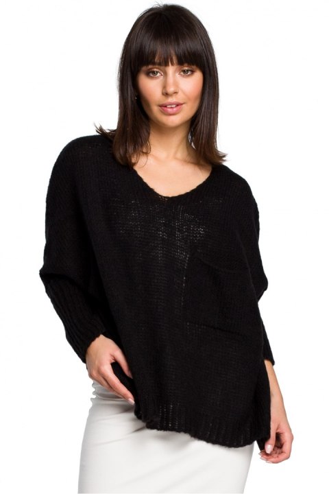 Sweter Damski Model BK018 Black - BE Knit - uniwersalny Sweter Damski Model BK018 Black - BE Knit - uniwersalny
