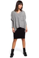 Sweter Damski Model BK018 Grey - BE Knit - uniwersalny Sweter Damski Model BK018 Grey - BE Knit - uniwersalny
