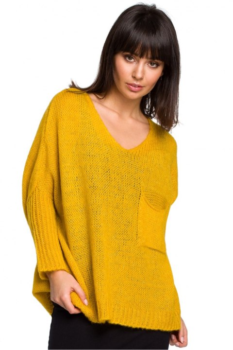 Sweter Damski Model BK018 Honey - BE Knit - uniwersalny Sweter Damski Model BK018 Honey - BE Knit - uniwersalny