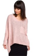 Sweter Damski Model BK018 Pink - BE Knit - uniwersalny Sweter Damski Model BK018 Pink - BE Knit - uniwersalny