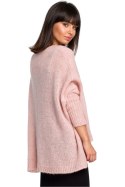 Sweter Damski Model BK018 Pink - BE Knit - uniwersalny Sweter Damski Model BK018 Pink - BE Knit - uniwersalny