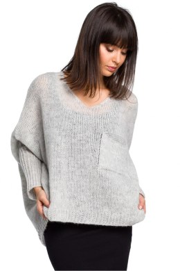 Sweter Damski Model BK018 Popiel - BE Knit - uniwersalny