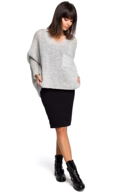 Sweter Damski Model BK018 Popiel - BE Knit - uniwersalny