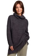 Sweter Damski Model BK047 Antracyt - BE Knit - uniwersalny Sweter Damski Model BK047 Antracyt - BE Knit - uniwersalny
