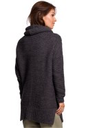 Sweter Damski Model BK047 Antracyt - BE Knit - uniwersalny Sweter Damski Model BK047 Antracyt - BE Knit - uniwersalny