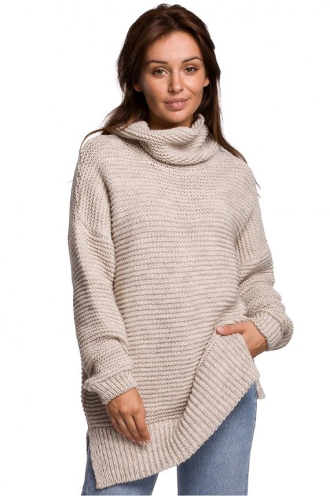 Sweter Damski Model BK047 Beige - BE Knit - uniwersalny Sweter Damski Model BK047 Beige - BE Knit - uniwersalny