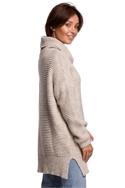 Sweter Damski Model BK047 Beige - BE Knit - uniwersalny Sweter Damski Model BK047 Beige - BE Knit - uniwersalny
