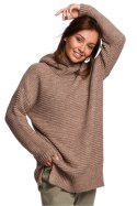 Sweter Damski Model BK047 Cappuccino - BE Knit - uniwersalny Sweter Damski Model BK047 Cappuccino - BE Knit - uniwersalny