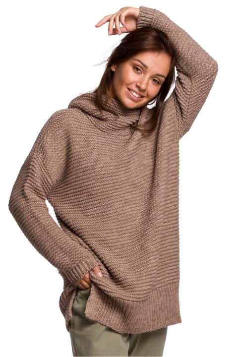 Sweter Damski Model BK047 Cappuccino - BE Knit - uniwersalny Sweter Damski Model BK047 Cappuccino - BE Knit - uniwersalny