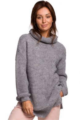 Sweter Damski Model BK047 Grey Melange - BE Knit - uniwersalny