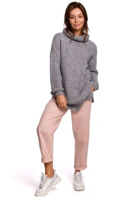 Sweter Damski Model BK047 Grey Melange - BE Knit - uniwersalny
