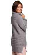 Sweter Damski Model BK047 Grey Melange - BE Knit - uniwersalny Sweter Damski Model BK047 Grey Melange - BE Knit - uniwersalny