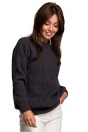 Sweter Damski Model BK052 Grafit - BE Knit - S/M Sweter Damski Model BK052 Grafit - BE Knit - S/M