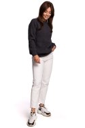 Sweter Damski Model BK052 Grafit - BE Knit - S/M Sweter Damski Model BK052 Grafit - BE Knit - S/M