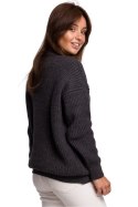 Sweter Damski Model BK052 Grafit - BE Knit - S/M Sweter Damski Model BK052 Grafit - BE Knit - S/M