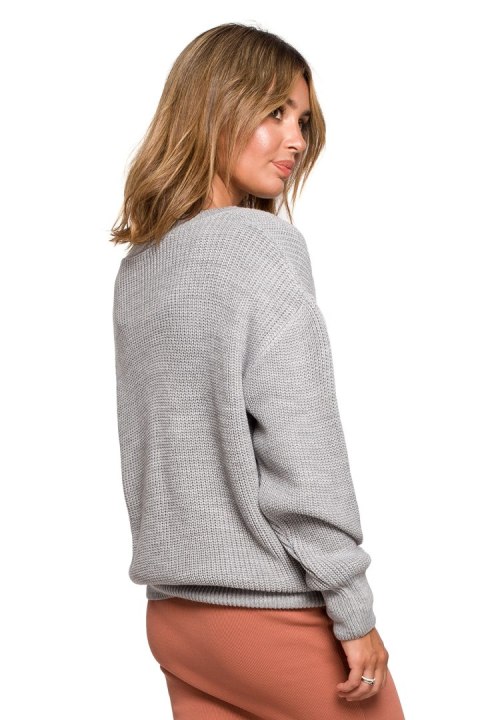 Sweter Damski Model BK075 Grey - BE Knit - S/M Sweter Damski Model BK075 Grey - BE Knit - S/M