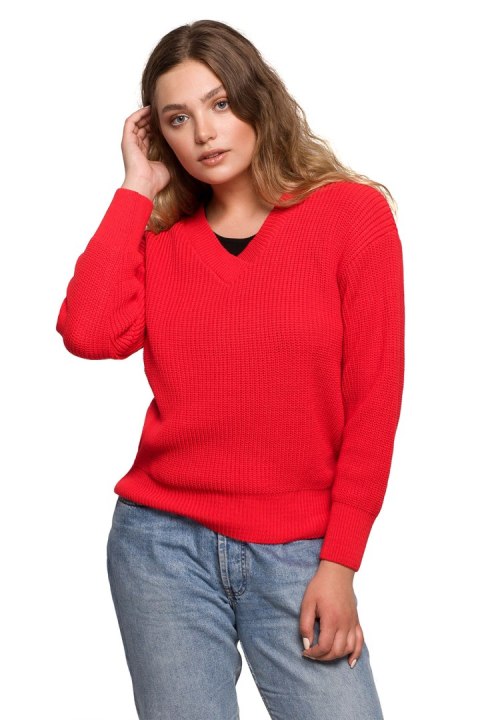 Sweter Damski Model BK075 Red - BE Knit - L/XL Sweter Damski Model BK075 Red - BE Knit - L/XL