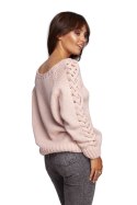 Sweter Damski Model BK090 Powder Pink - BE Knit - S/M Sweter Damski Model BK090 Powder Pink - BE Knit - S/M