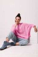 Sweter Damski Model BK105 Pink - BE Knit - uniwersalny Sweter Damski Model BK105 Pink - BE Knit - uniwersalny