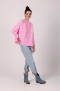 Sweter Damski Model BK105 Pink - BE Knit - uniwersalny Sweter Damski Model BK105 Pink - BE Knit - uniwersalny