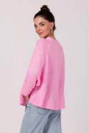 Sweter Damski Model BK105 Pink - BE Knit - uniwersalny Sweter Damski Model BK105 Pink - BE Knit - uniwersalny