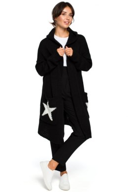 Sweter Kardigan Model BK013 Black - BE Knit - uniwersalny