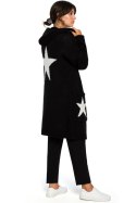 Sweter Kardigan Model BK013 Black - BE Knit - uniwersalny Sweter Kardigan Model BK013 Black - BE Knit - uniwersalny