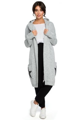 Sweter Kardigan Model BK013 Grey - BE Knit - uniwersalny