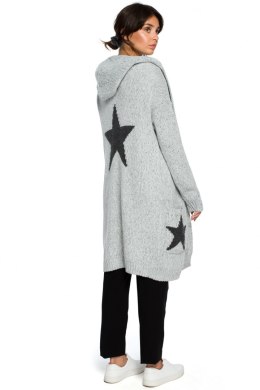 Sweter Kardigan Model BK013 Grey - BE Knit - uniwersalny