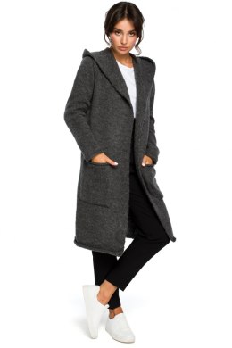 Sweter Kardigan Model BK016 Grafit - BE Knit - uniwersalny