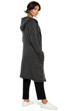 Sweter Kardigan Model BK016 Grafit - BE Knit - uniwersalny