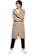 Sweter Kardigan Model BK016 Light Brown - BE Knit - uniwersalny Sweter Kardigan Model BK016 Light Brown - BE Knit - uniwersalny