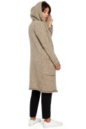 Sweter Kardigan Model BK016 Light Brown - BE Knit - uniwersalny Sweter Kardigan Model BK016 Light Brown - BE Knit - uniwersalny