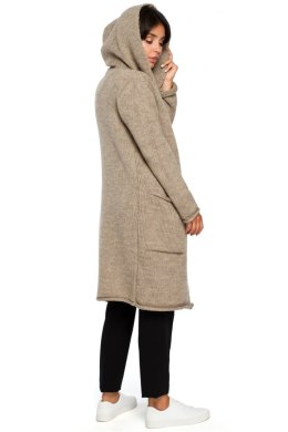 Sweter Kardigan Model BK016 Light Brown - BE Knit - uniwersalny