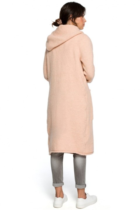 Sweter Kardigan Model BK016 Pale Pink - BE Knit - uniwersalny Sweter Kardigan Model BK016 Pale Pink - BE Knit - uniwersalny