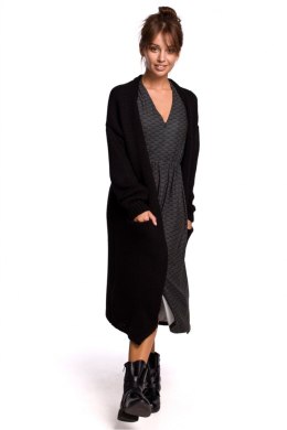 Sweter Kardigan Model BK053 Black - BE Knit - uniwersalny