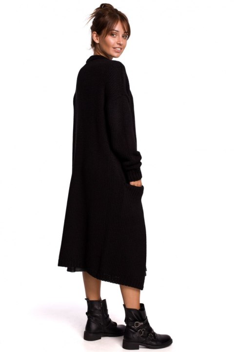 Sweter Kardigan Model BK053 Black - BE Knit - uniwersalny Sweter Kardigan Model BK053 Black - BE Knit - uniwersalny