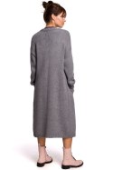Sweter Kardigan Model BK053 Grey - BE Knit - uniwersalny