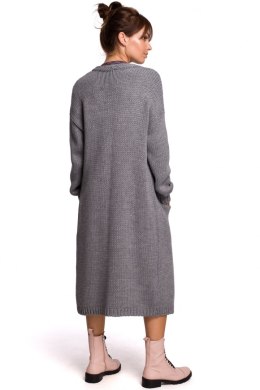 Sweter Kardigan Model BK053 Grey - BE Knit - uniwersalny