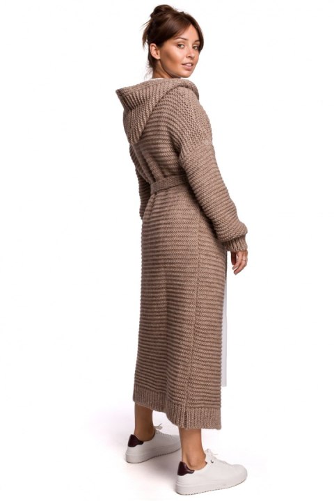 Sweter Kardigan Model BK054 Cappuccino - BE Knit - uniwersalny Sweter Kardigan Model BK054 Cappuccino - BE Knit - uniwersalny