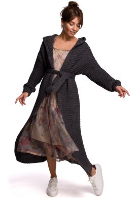 Sweter Kardigan Model BK054 Grafit - BE Knit - uniwersalny