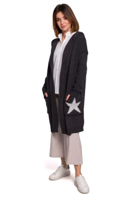 Sweter Kardigan Model BK063 Grafit - BE Knit - S/M
