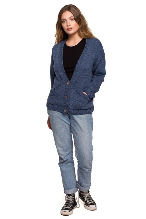 Sweter Kardigan Model BK074 Blue - BE Knit - L/XL Sweter Kardigan Model BK074 Blue - BE Knit - L/XL